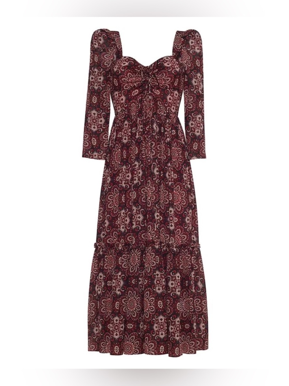 Cara Cara Estela Dress in the colorway "Scarf Medallion Rum Raisin" size large